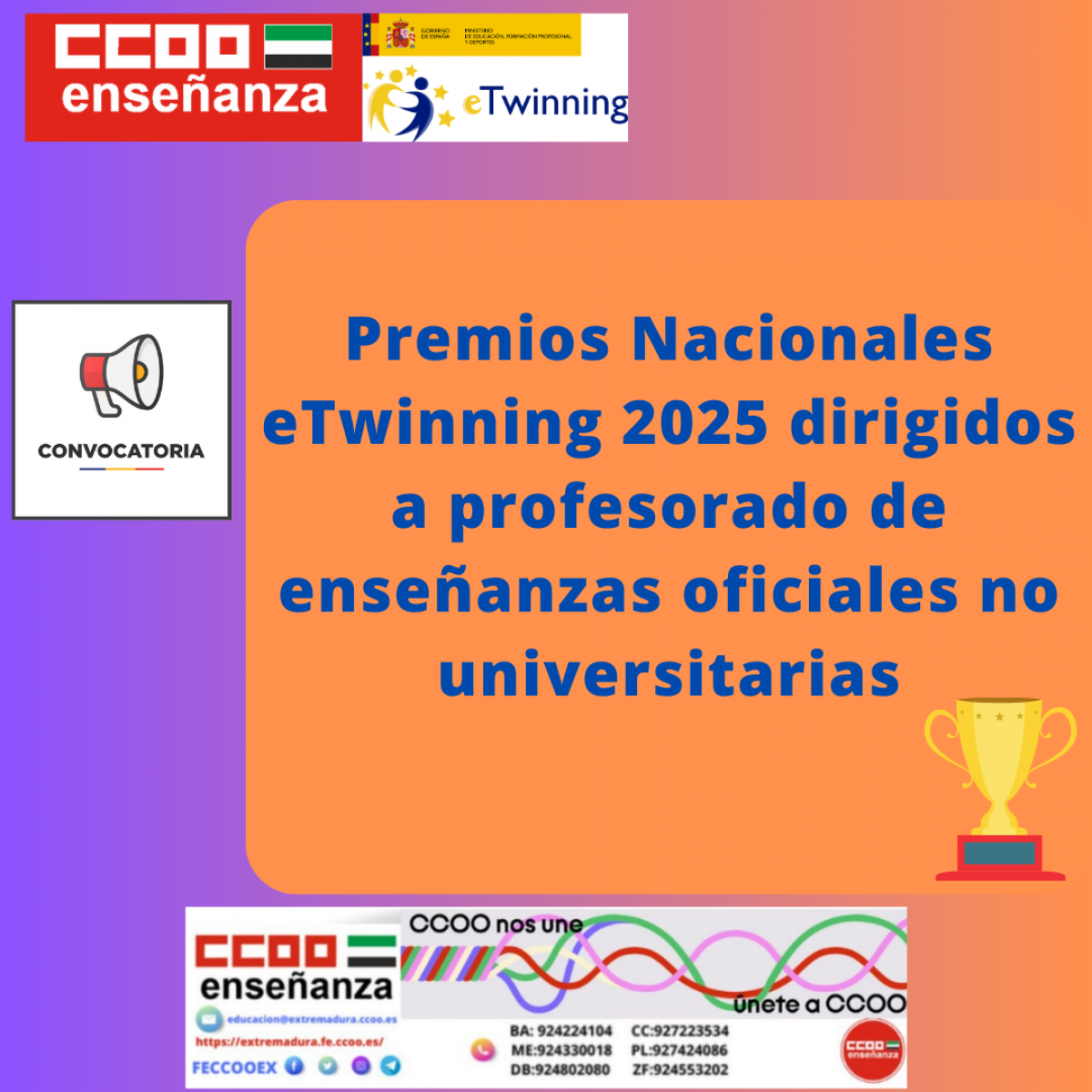 Convocatoria Premios Nacionales eTwinning 2025 dirigidos a profesorado de enseanzas oficiales no universitarias