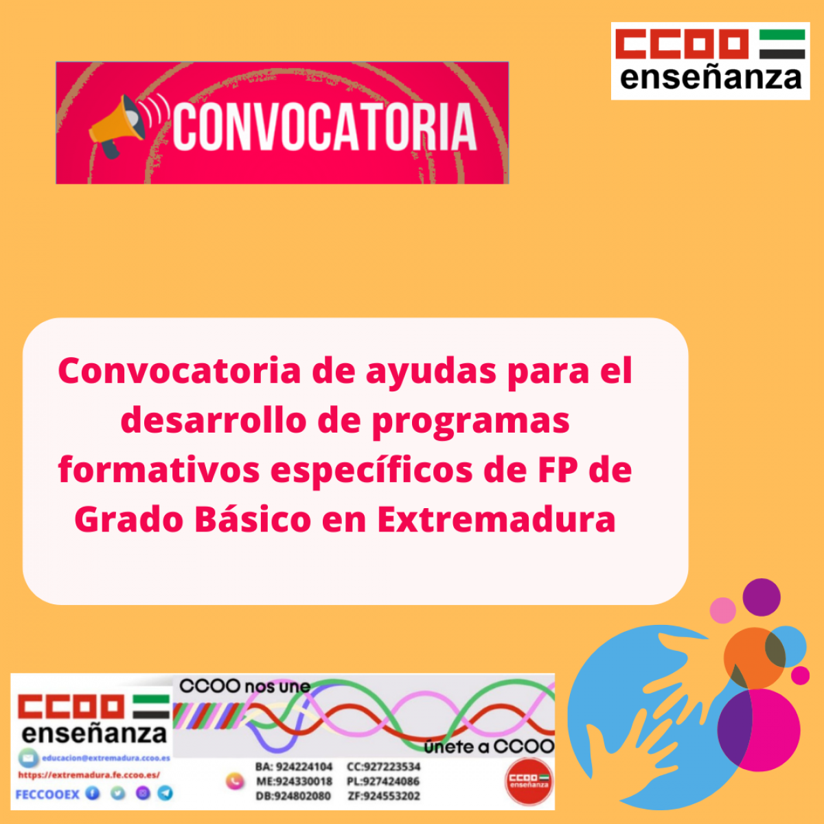 convocatoria de ayudas par ael desarrollo de programas formativos especficos de FP de Grado Bsico de Extremadura