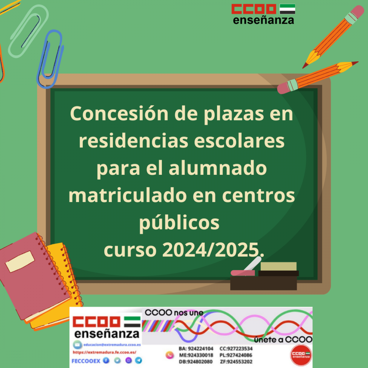 Concesin de plazas en residencias escolares curso 2024/2025