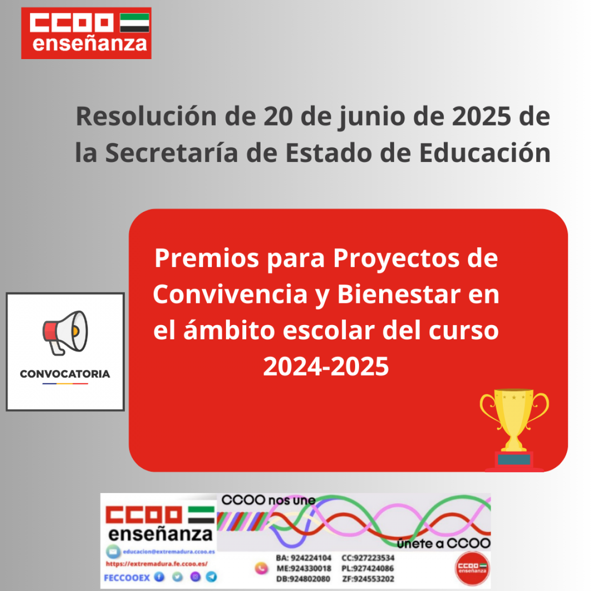 Premios Proyectos de convivencia y Bienestar escolar. curso 2024-2025