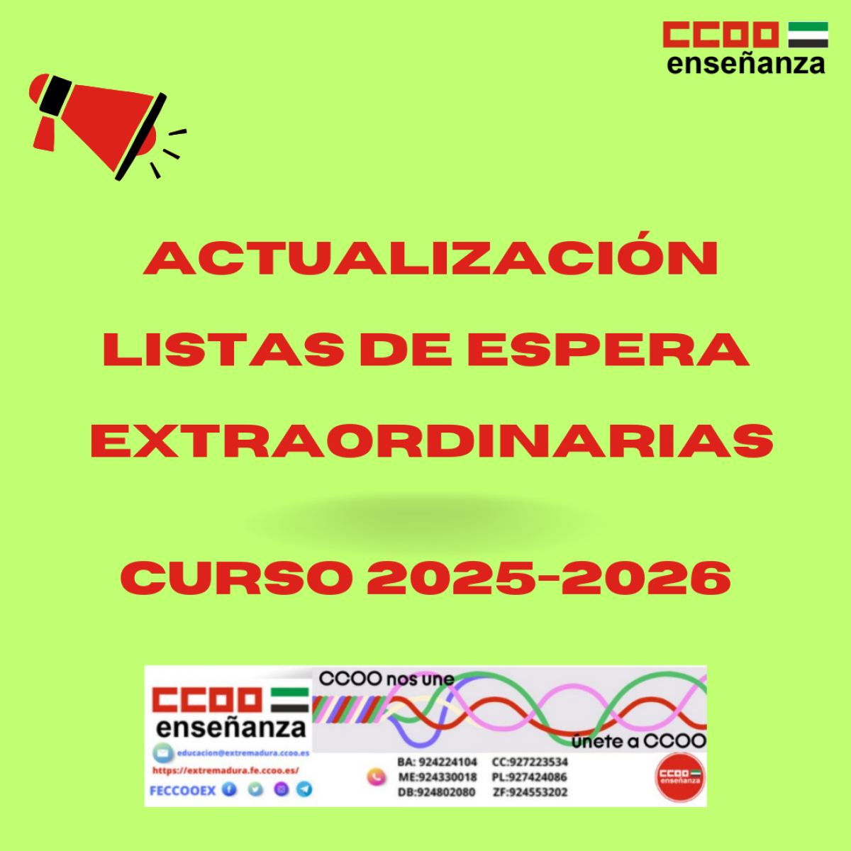 Actualizacin listas de espera extraordinarias