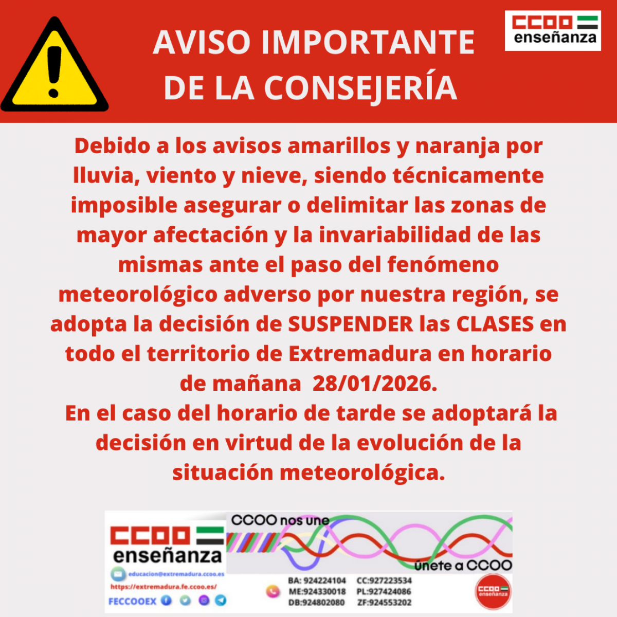 ALERTA AVISO CIERRE DE CENTROS