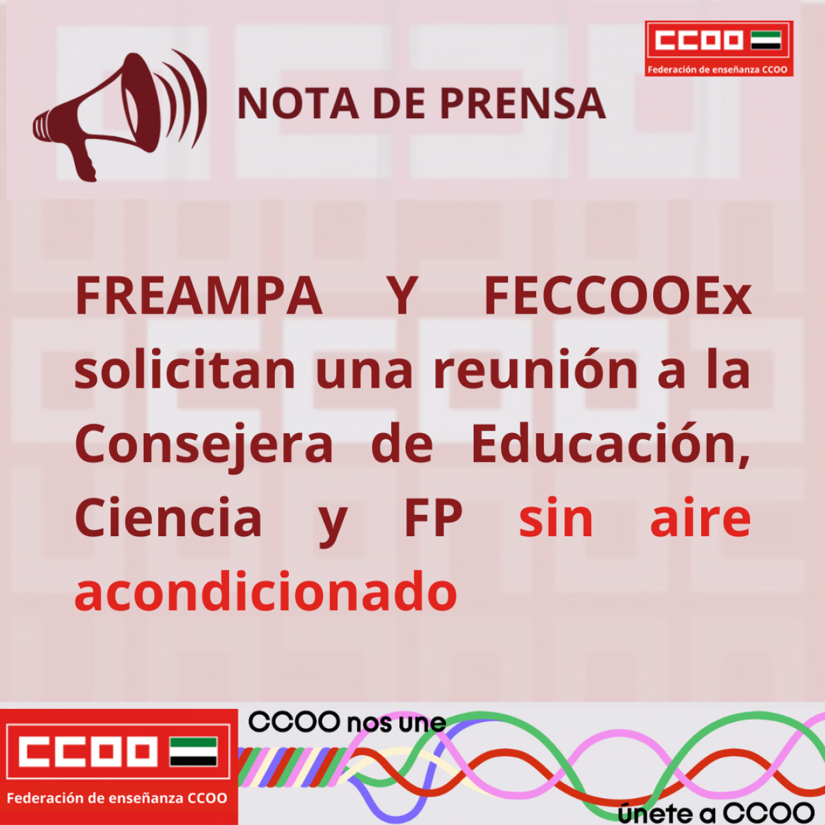 Solicitudde reunion FREAMPA y CCOO con la consejera