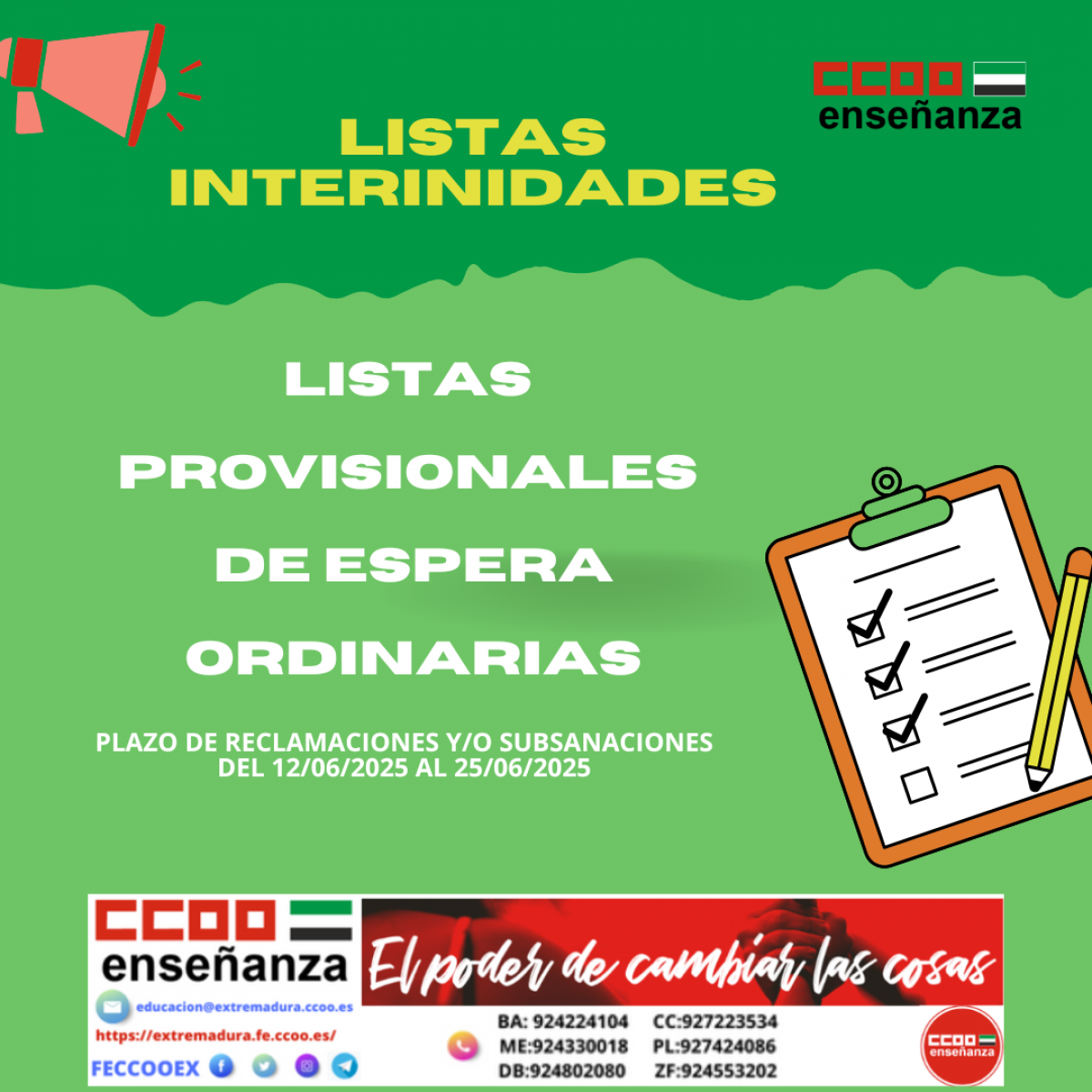 LISTAS PROVISIONALES DE ESPERA ORDINARIA