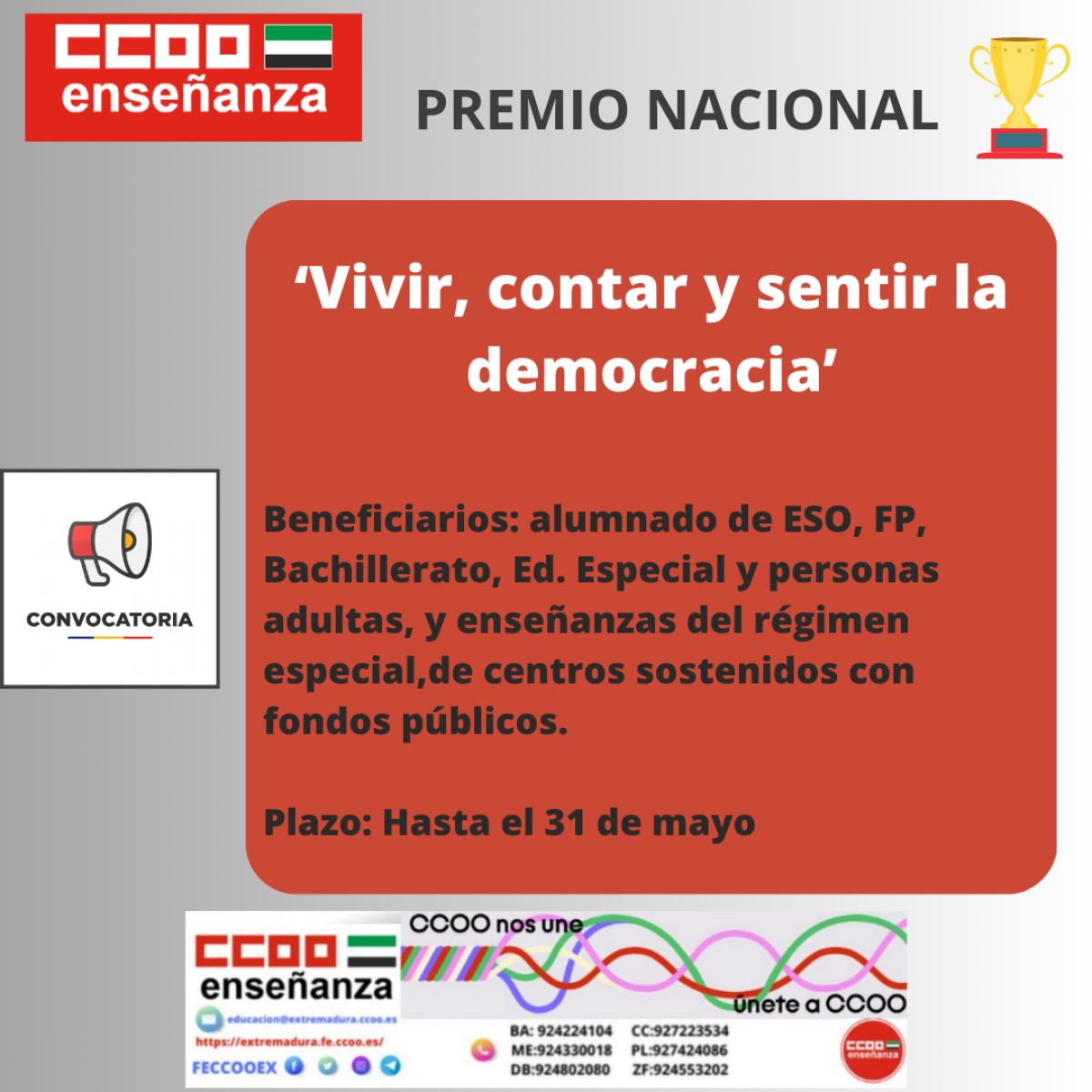 Premio nacional: "Vivir contar y sentir la democracia"
