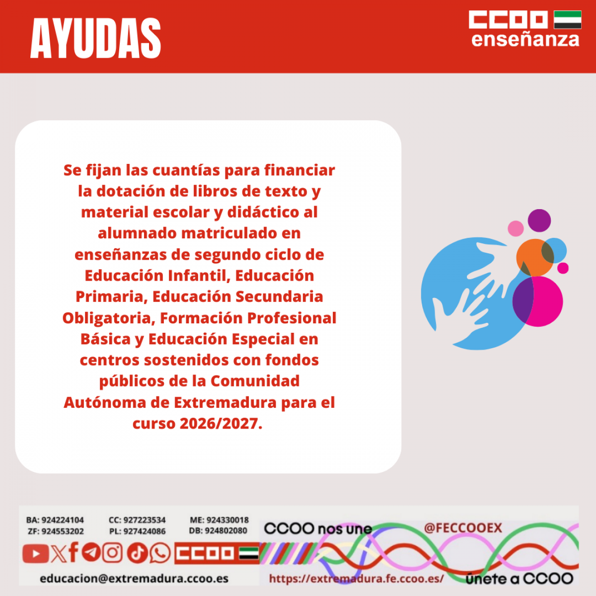 Se fijan cuantías para la dotación de libros y material escolar