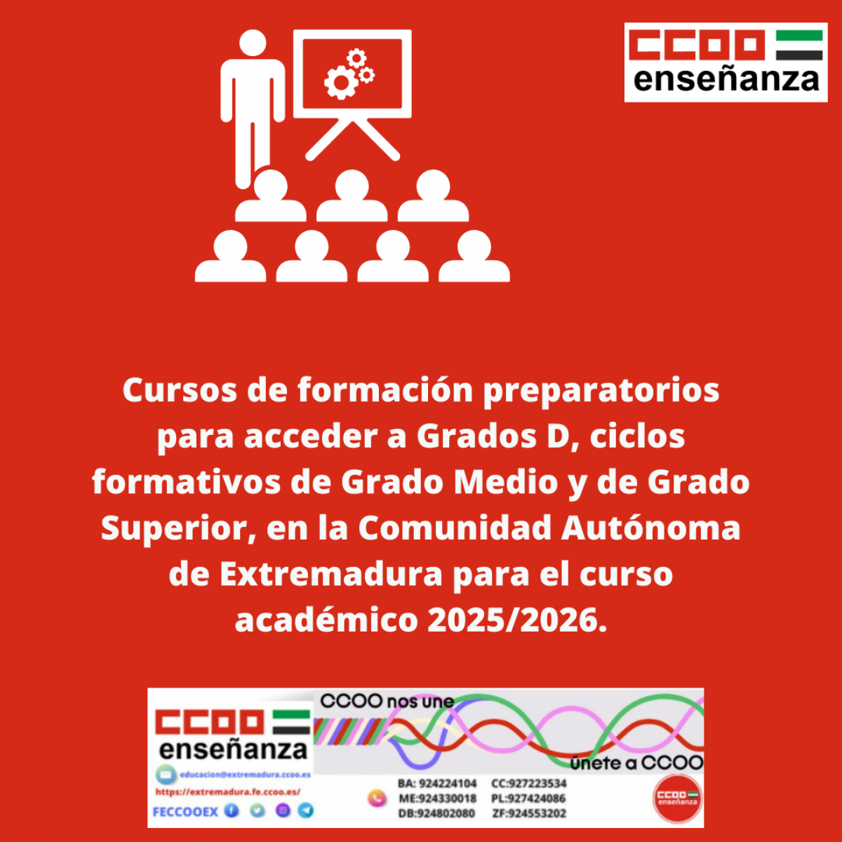 Cursos formación preparación para acceder a Grados D, ciclos formativos Grado Medio y Superior. curso 2025/2026