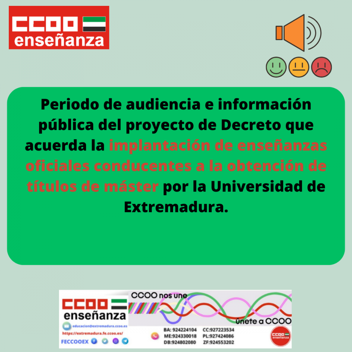 Proyecto de decreto de implantacin de enseanzas conducentes a obtencin de ttulos de Mster en la UEX