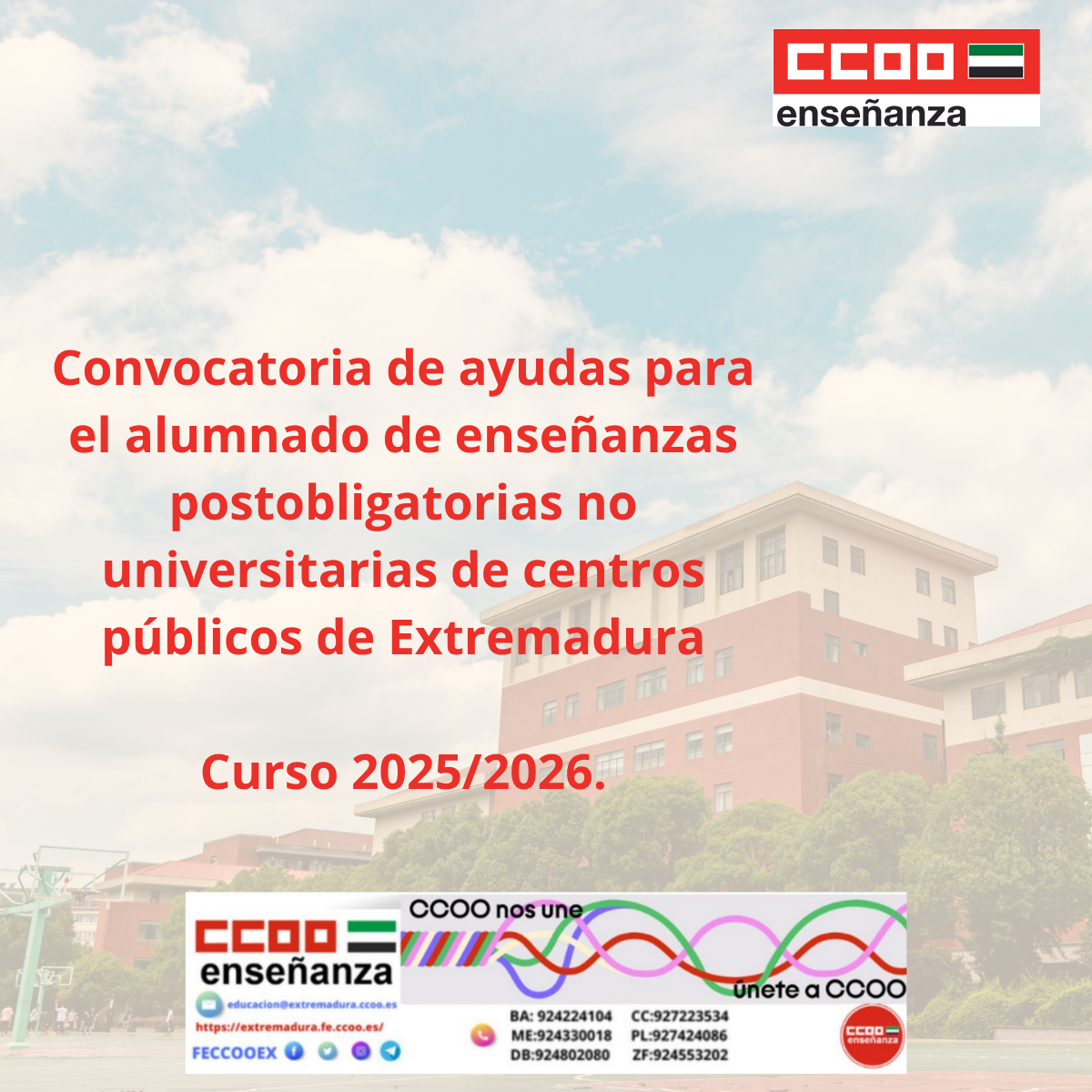 Convocatoria ayudas alumnado enseñanzas postobligatorias de centros públicos para el curso 2025 2026