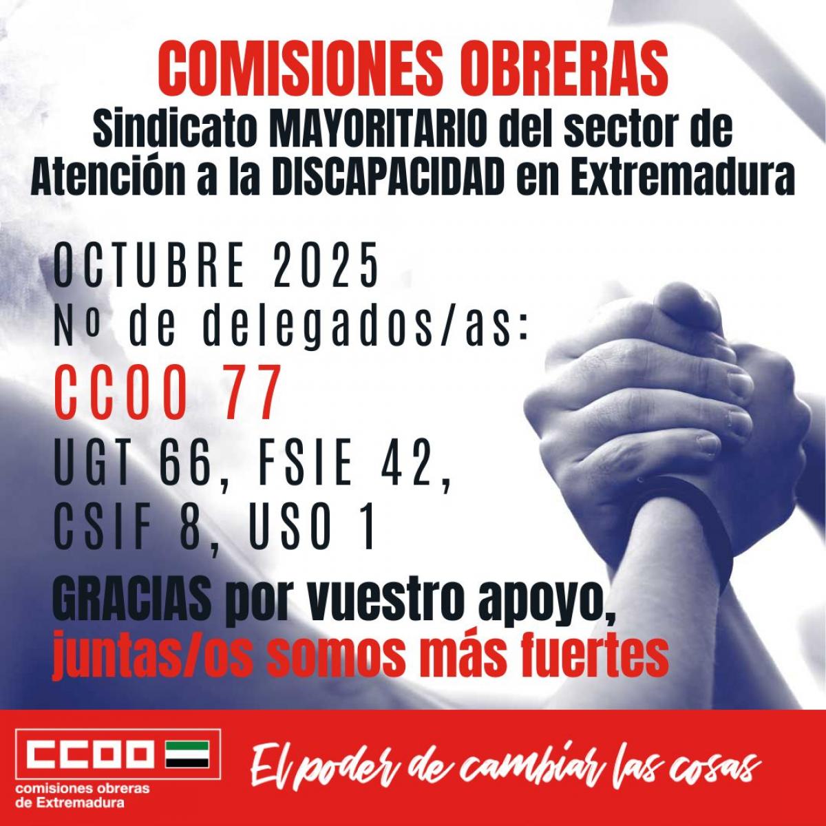 CCOO Sindicato mayoritario del sector de Atención a la DISCAPACIDAD en EXTREMADURA