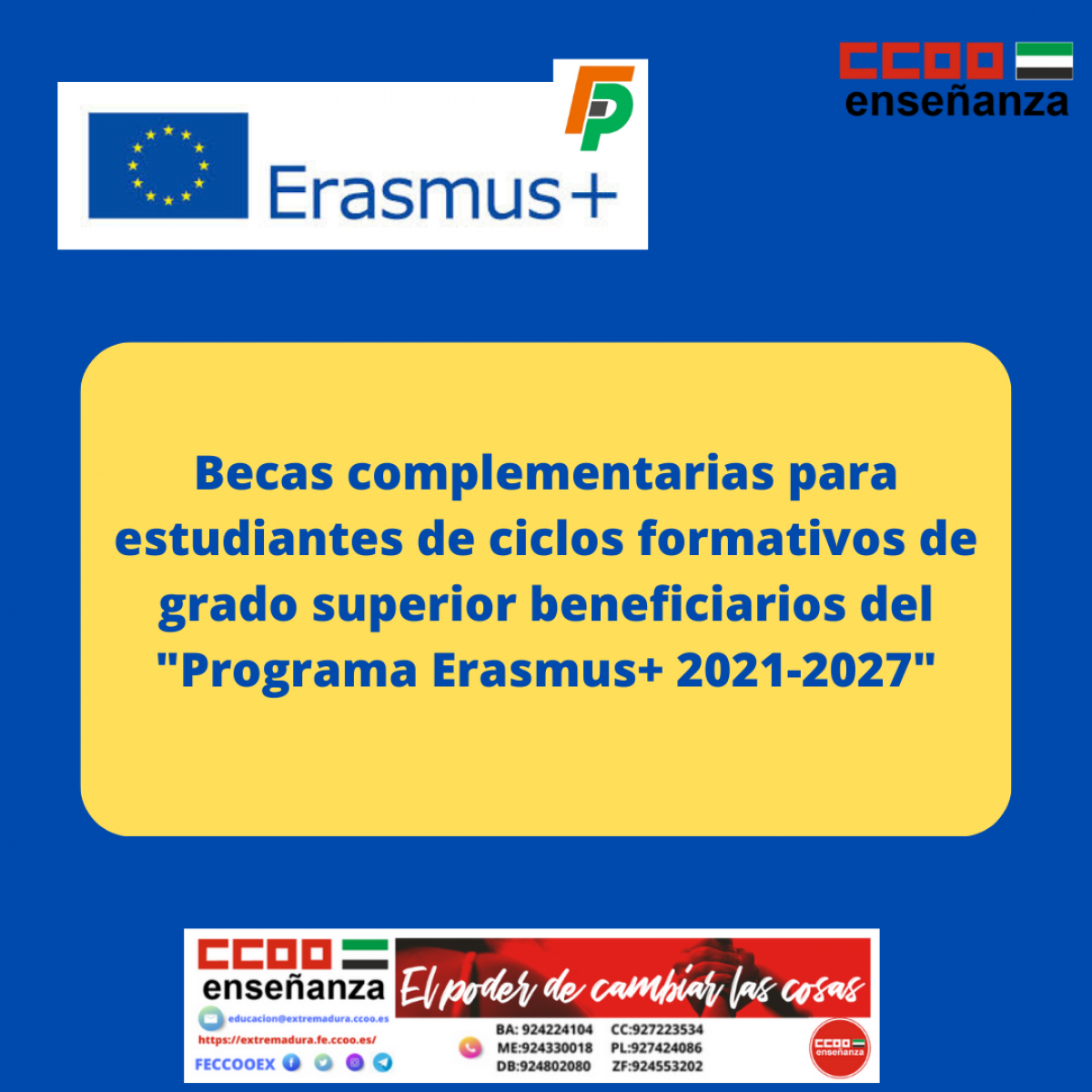 Becas complementarias alumnado FP Erasmus +