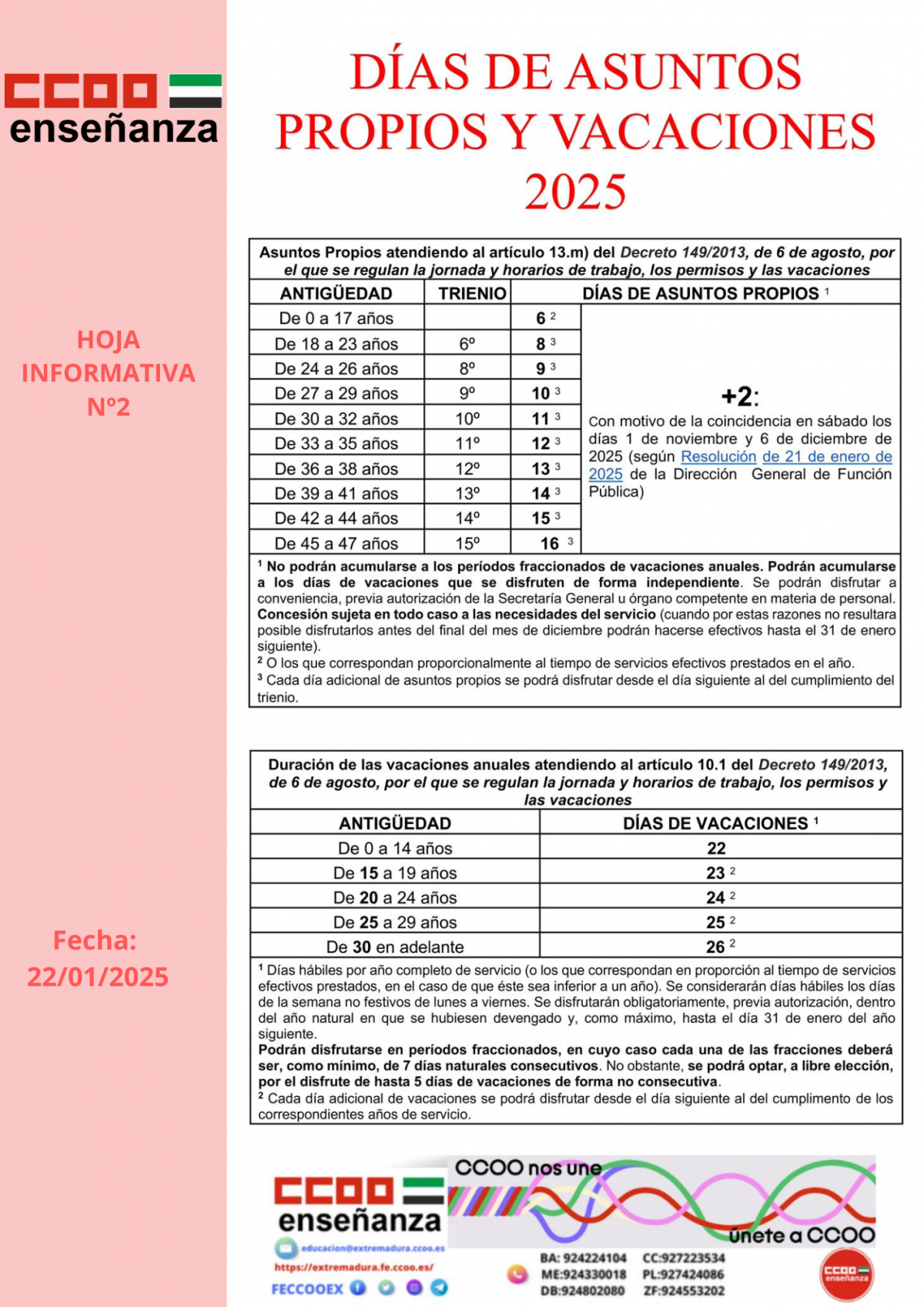 DIAS DE ASUNTOS PROPIOS Y VACACIONME 2025