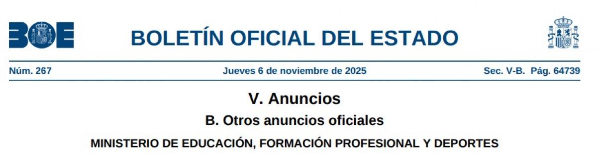 Se convocan plazas para
profesorado visitante español en Estados Unidos, Canadá, Alemania y
China para el curso académico 2026-2027.