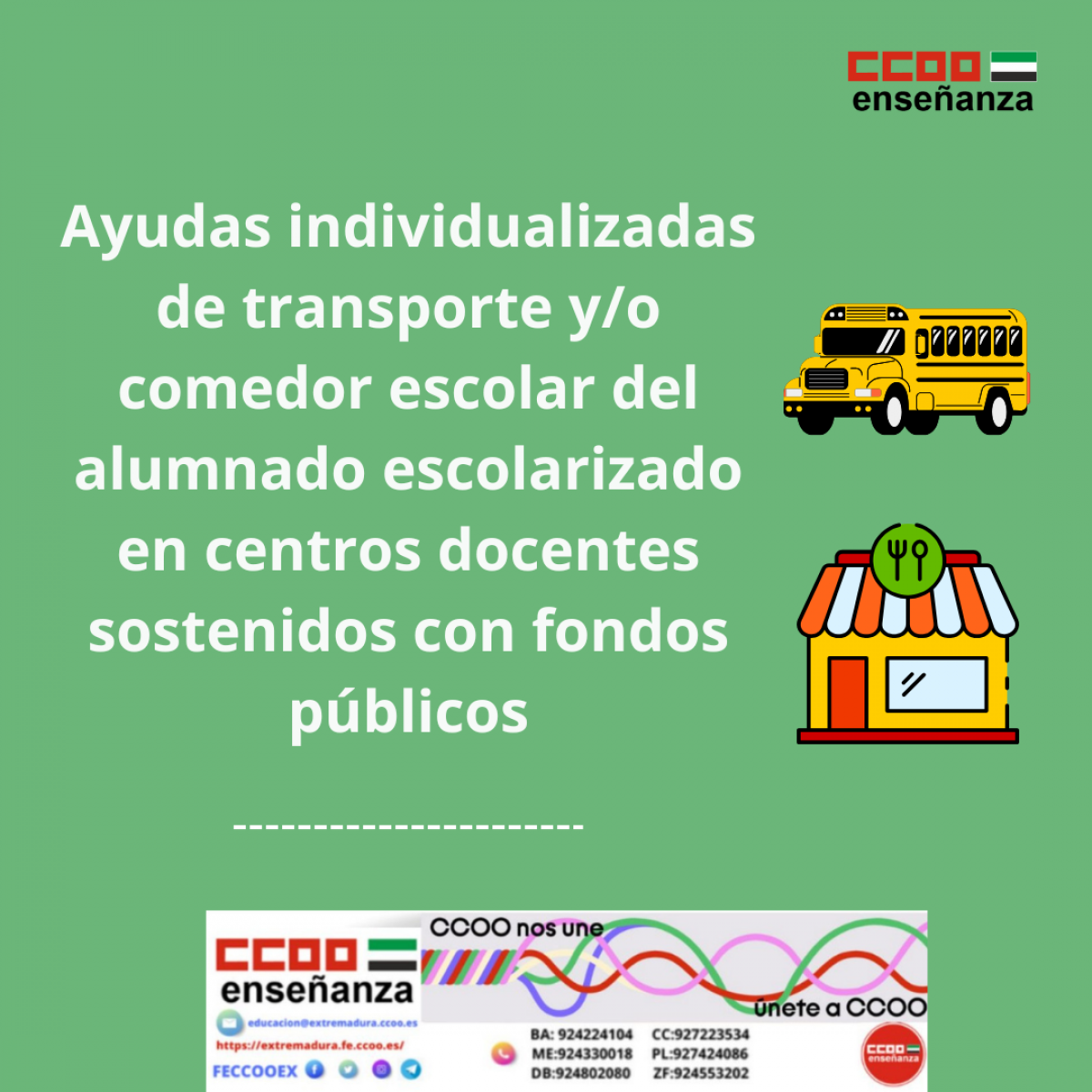 Ayudas individualizadas de transporte y/o comedor escolar del alumnado escolarizado en centros docentes sostenidos con fondos públicos