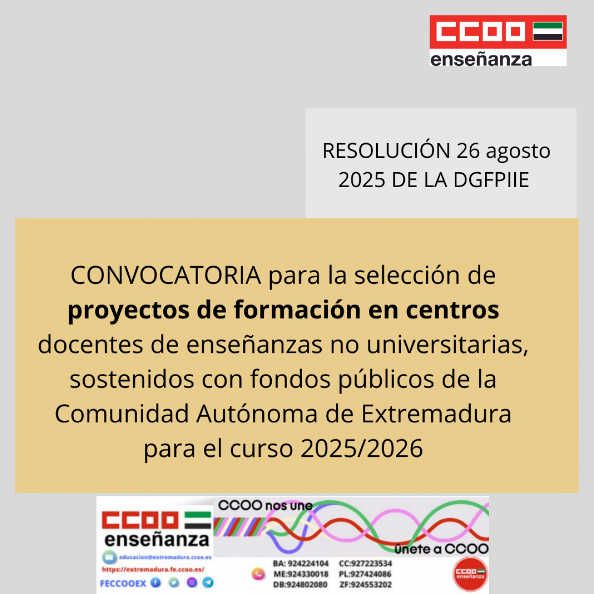 Convocatoria Proyectos de formacin en centros