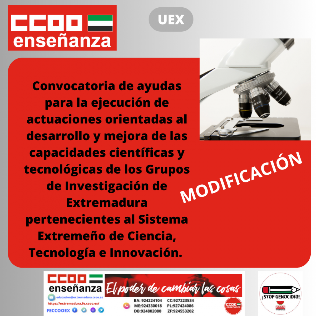 modificación en las ayudas