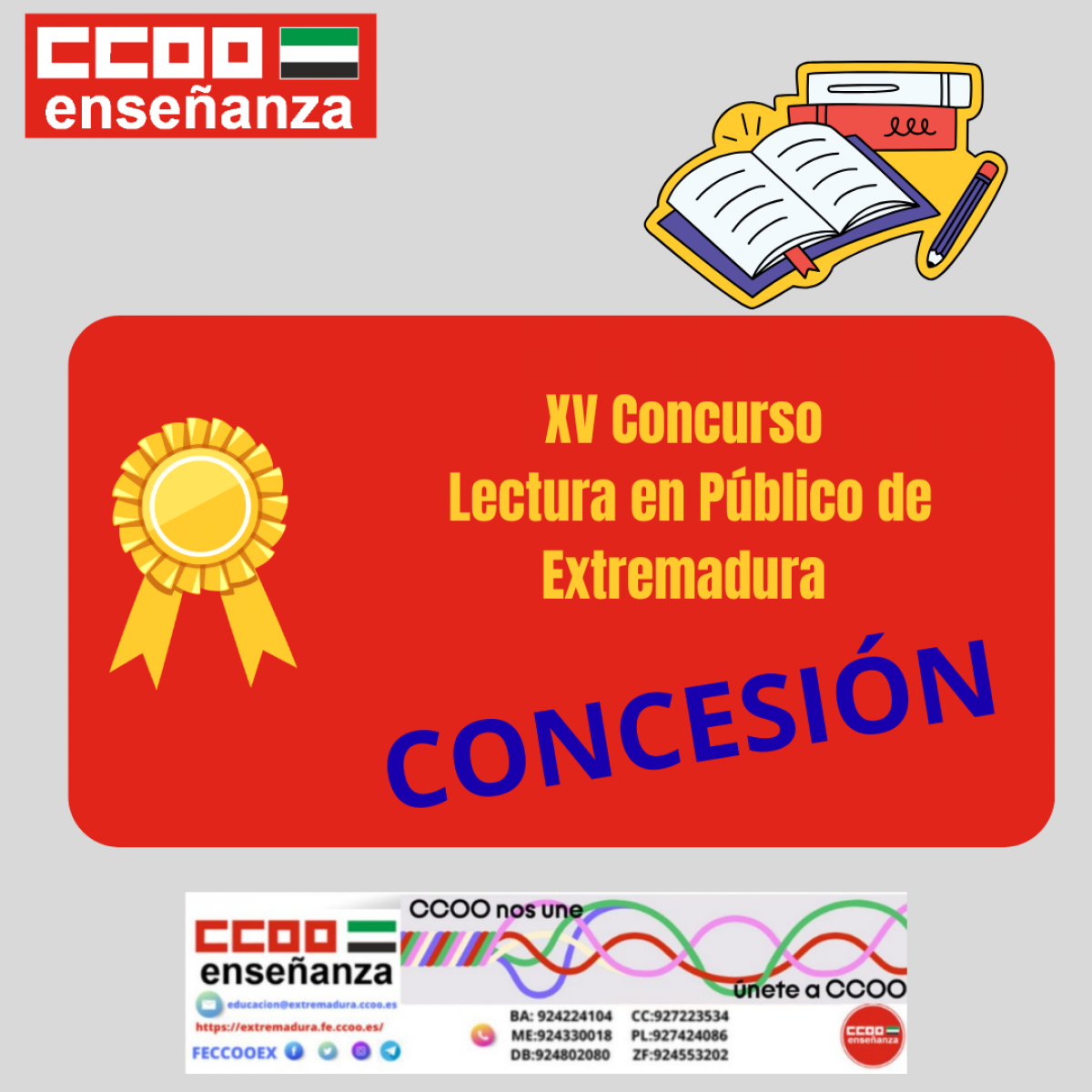 Concesión premiso XV Lectura en público en Extremadura