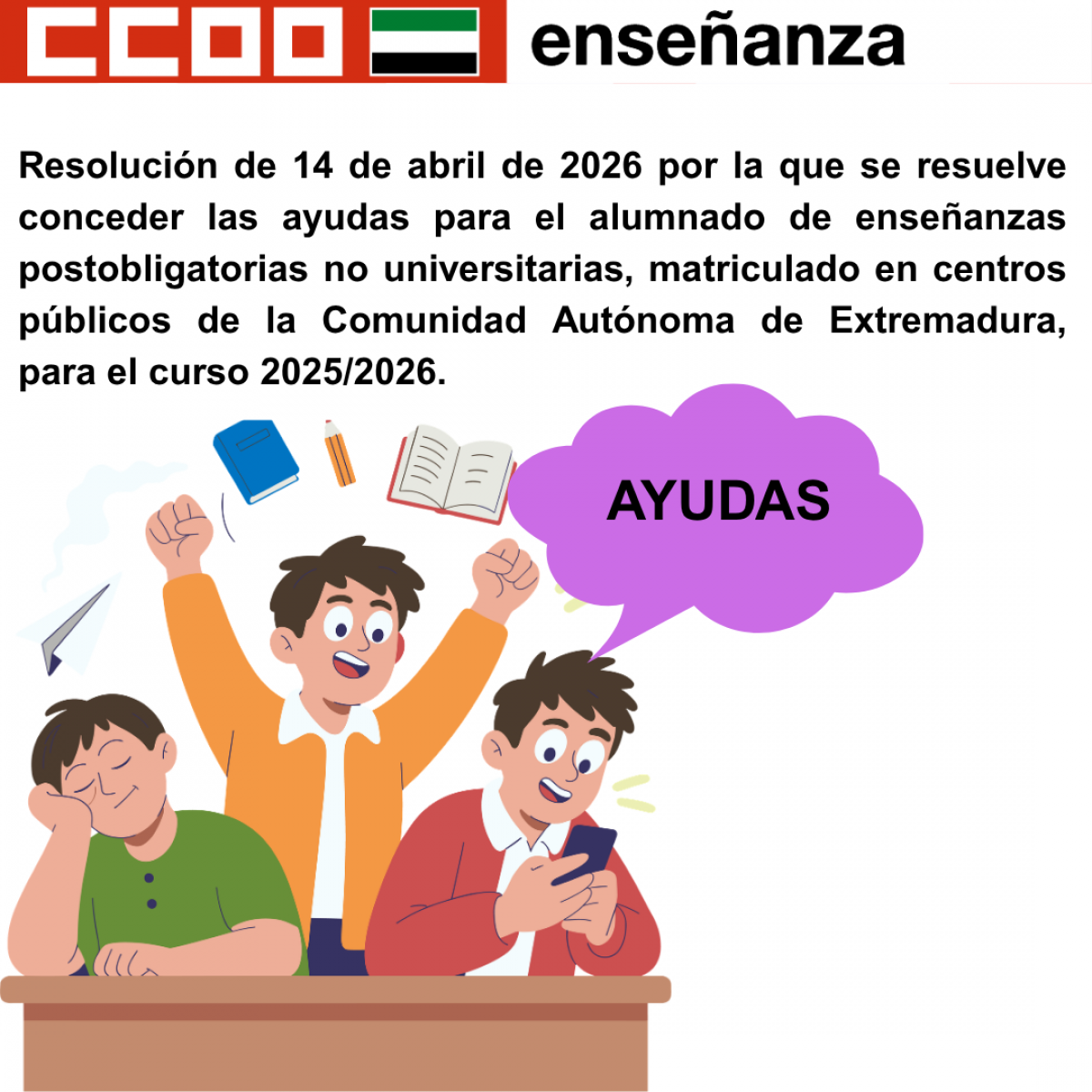 Ayudas para el alumnado de enseñanzas postobligatorias no universitarias