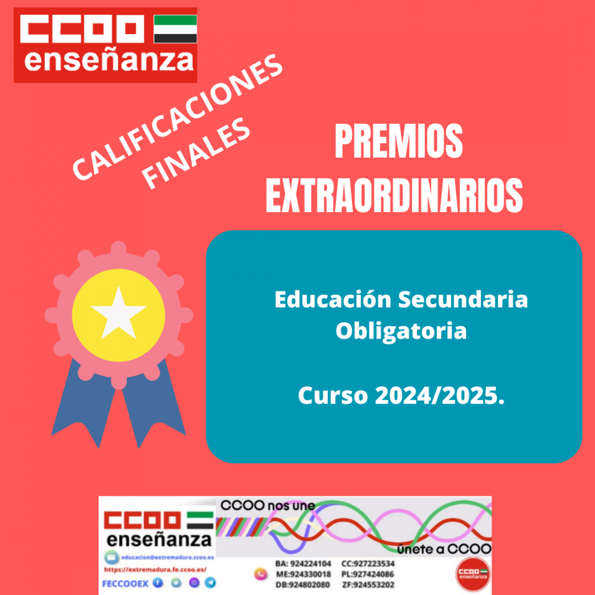 Calificaciones finales Premios Extraordinarios ESO curso 2024/2025