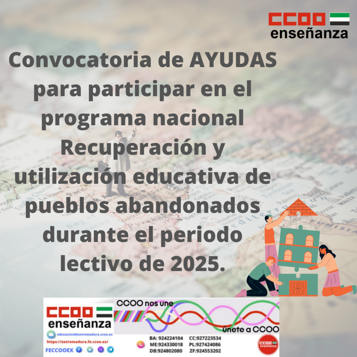 Convocatoria de ayudas para participar en el programa nacional Recuperacin y utilizacin educativa de pueblos abandonados durante el periodo lectivo de 2025.