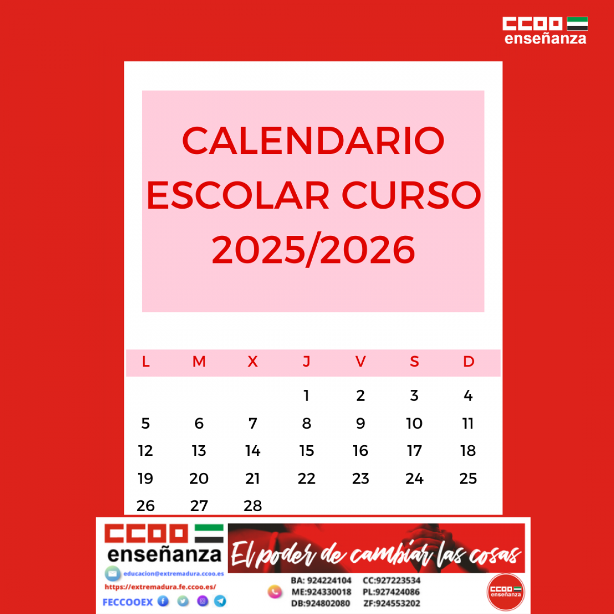 CALENDARIO ESCOLAR 2025/2026