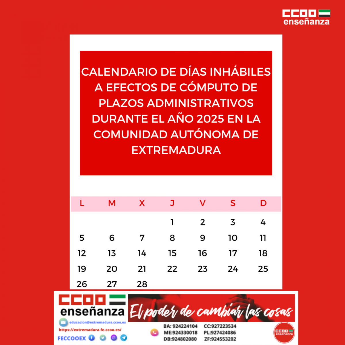 Calendario das inhbiles 2025