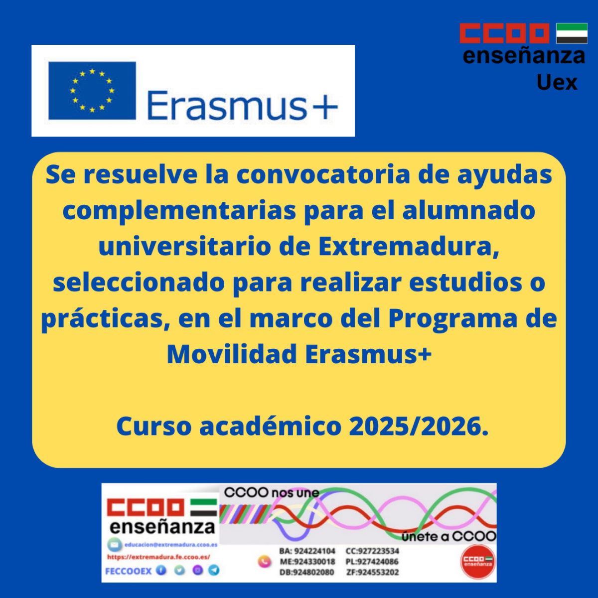 Se resuelve convocatoria ayudas erasmus+
