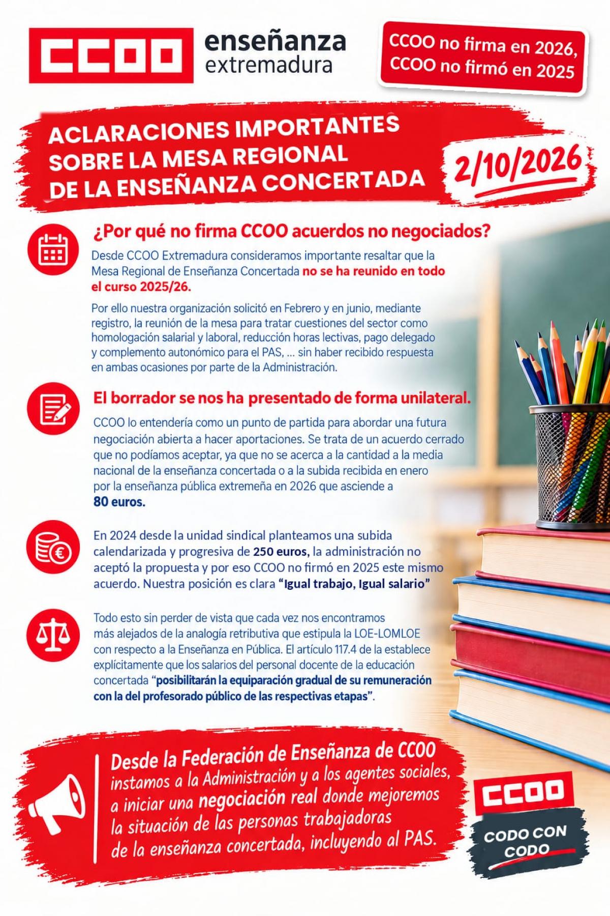 ACLARACIONES IMPORTANTES SOBRE MESA REGIONAL DE LA ENSEÑANZA CONCERTADA