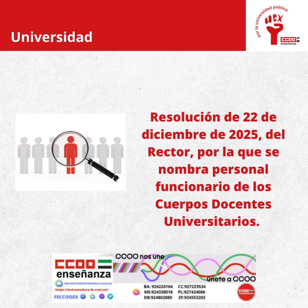 Nombramiento cuerpos docentes Universidad Extremadura