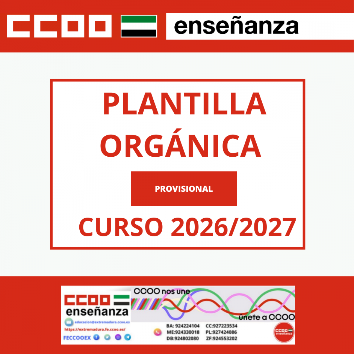 PLANTILLA ORGANICA PROVISIONAL 2026/2027