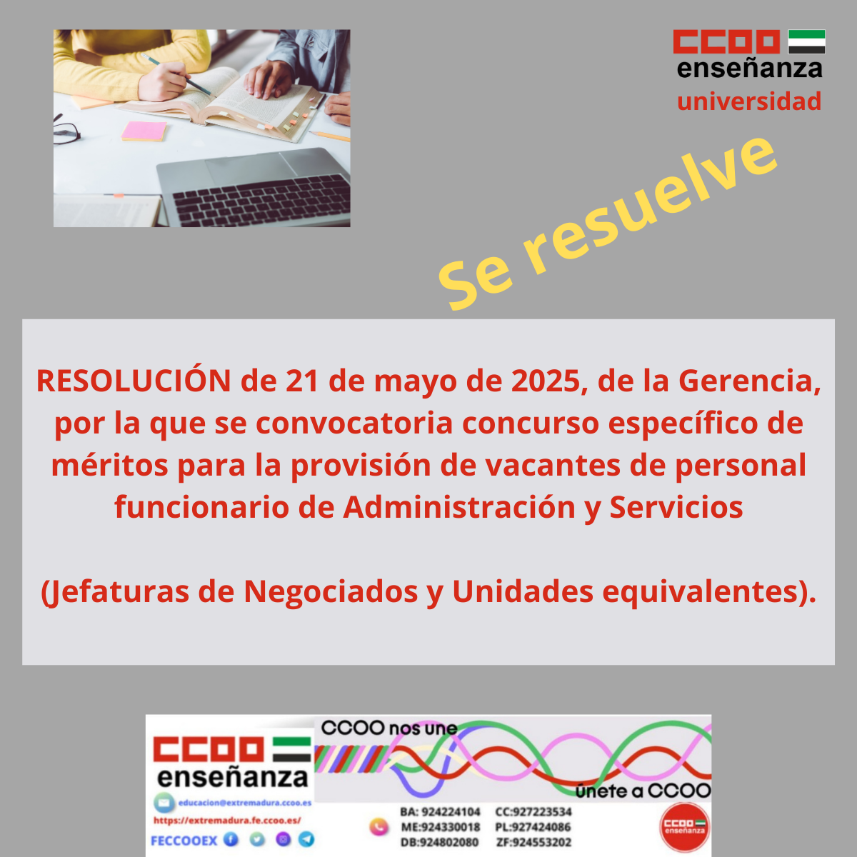Se resuleve concurso mritos