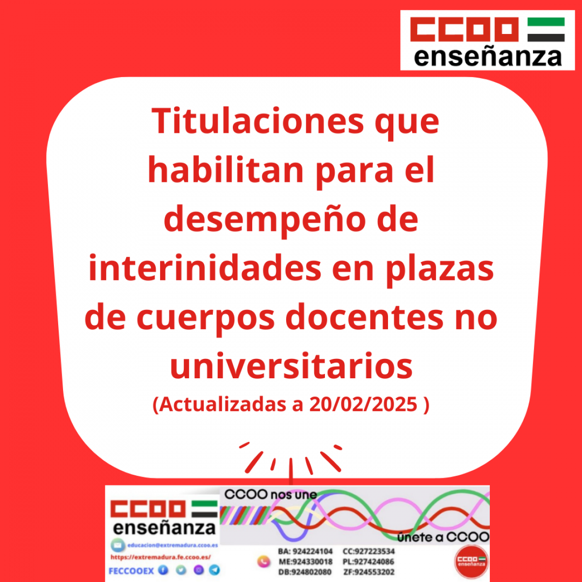 Titulaciones para interinidades docentes