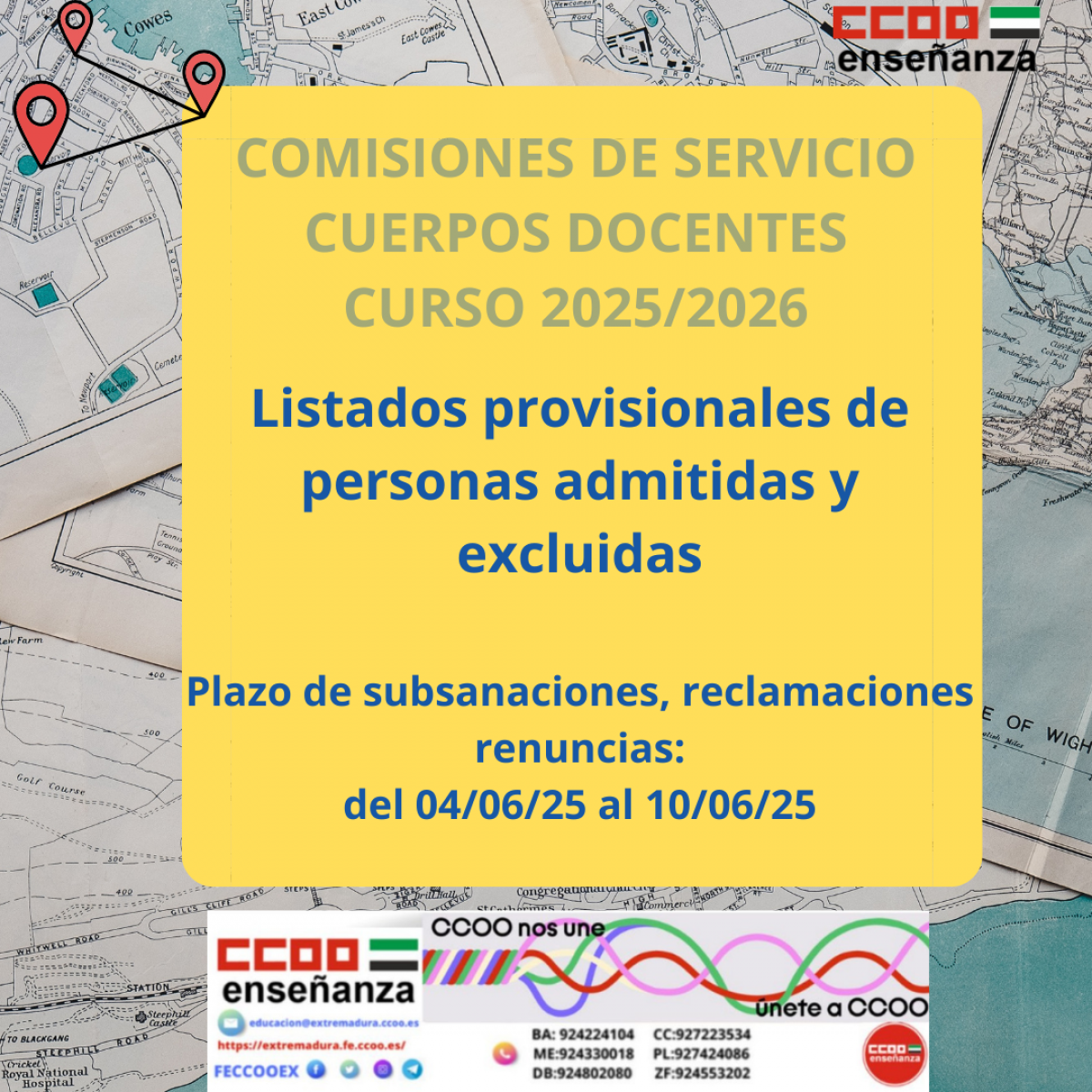 Listados provisionales admitidos y excluidos CCSS 2025/2026