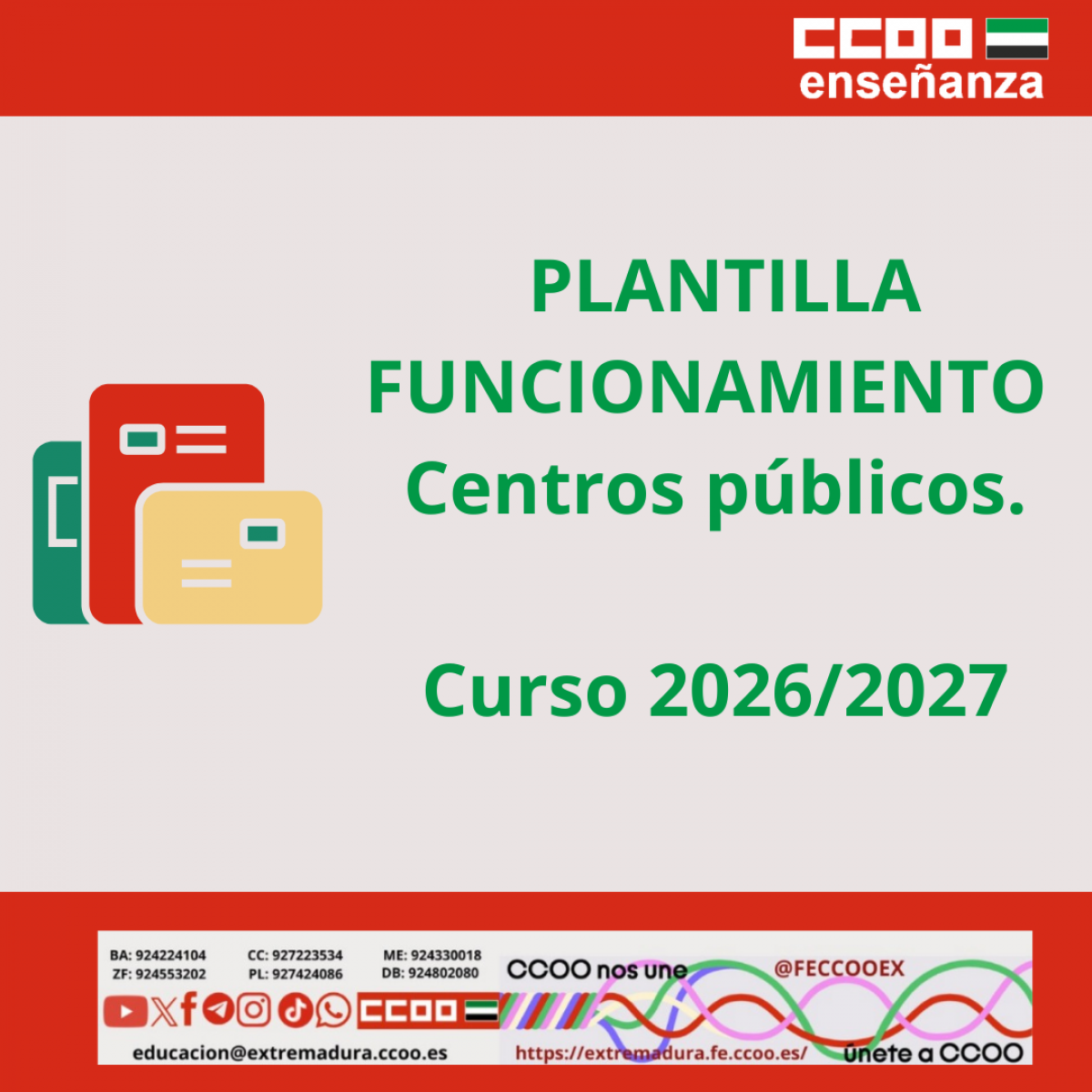 Procedimiento y calendario plantilla funcionamiento centros públicos