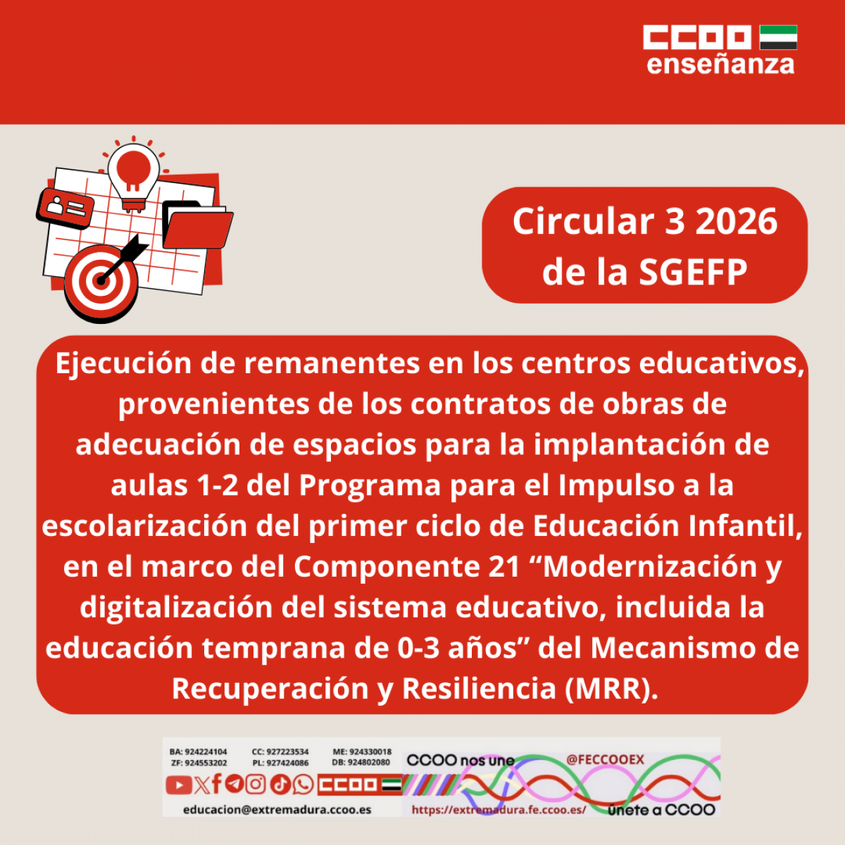 Ejecucción de remanentes en centros educativos con Aulas 1-2