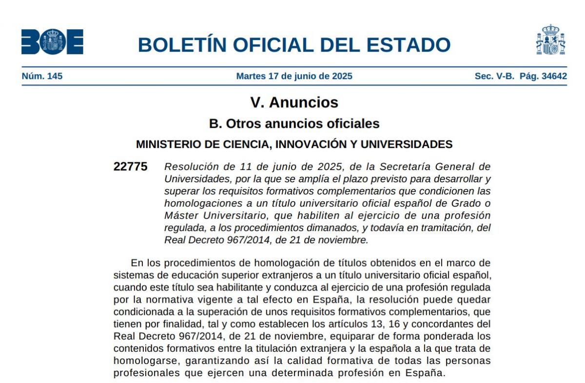 Homologaciones a un ttulo universitario oficial espaol de Grado o
Mster Universitario