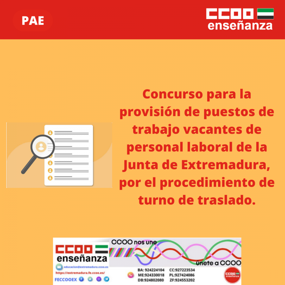 Concurso personal laboral turno de traslado