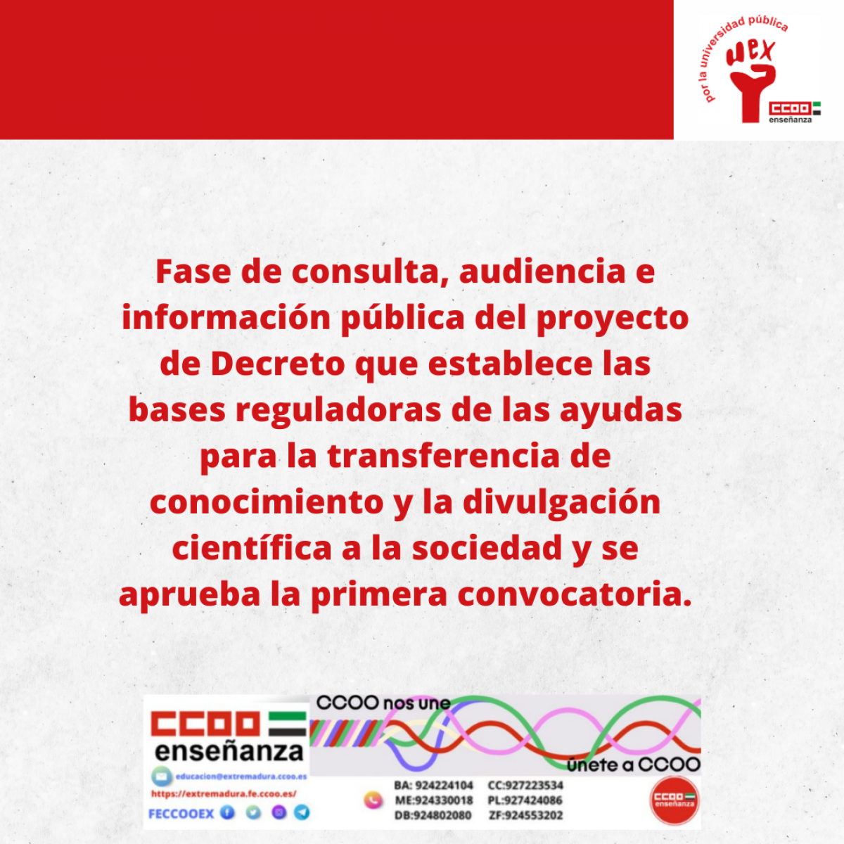 ayuda para la transferencia del conocimiento y la divulgación científica a la sociedad. Primer convocatoria