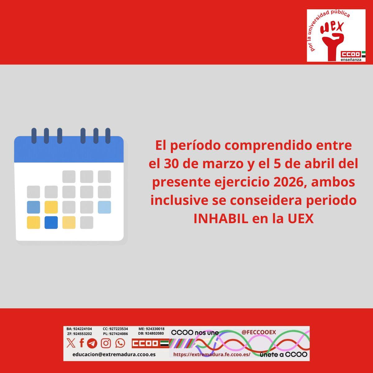 Dias inhábiles en la UEX
