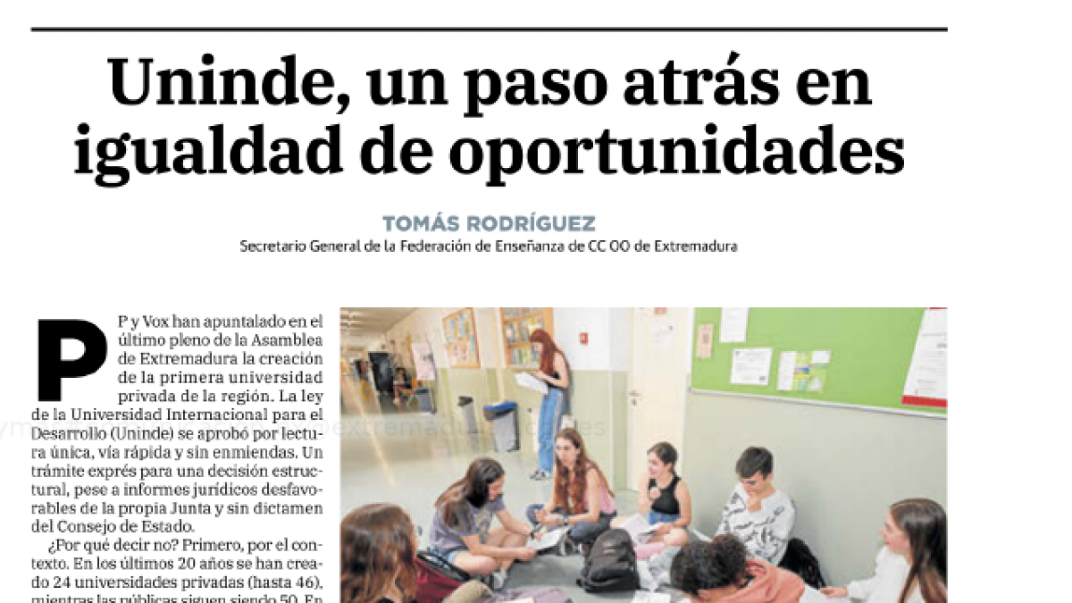 Uninde, un paso atrás en igualdad de oportunidades
