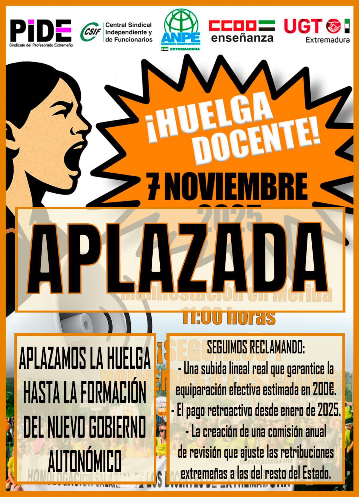 Aplazada la Huelga del 7 de Noviembre