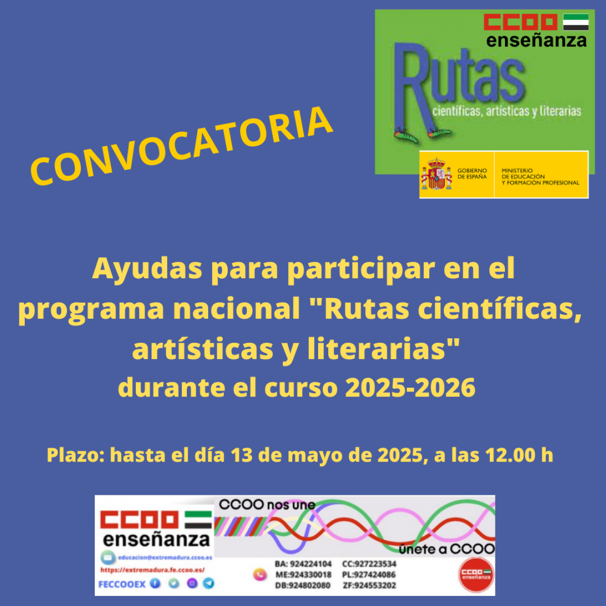 Ayudas programa RUTAS CIENTFICAS, ARTSTICAS Y LITERARIAS