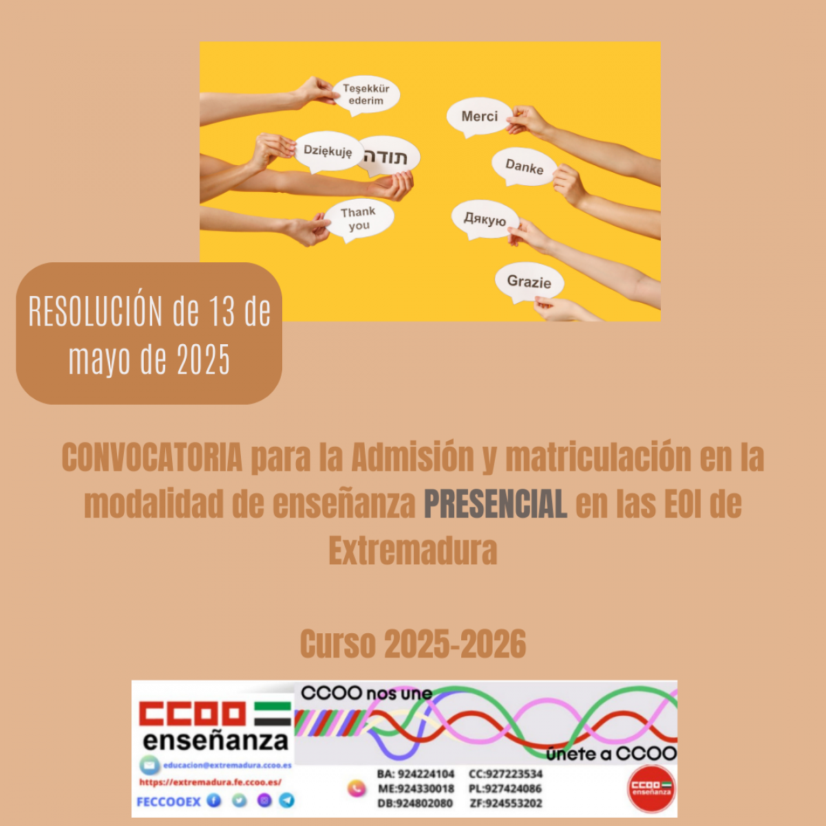 convocatoria admisin EOI presencial