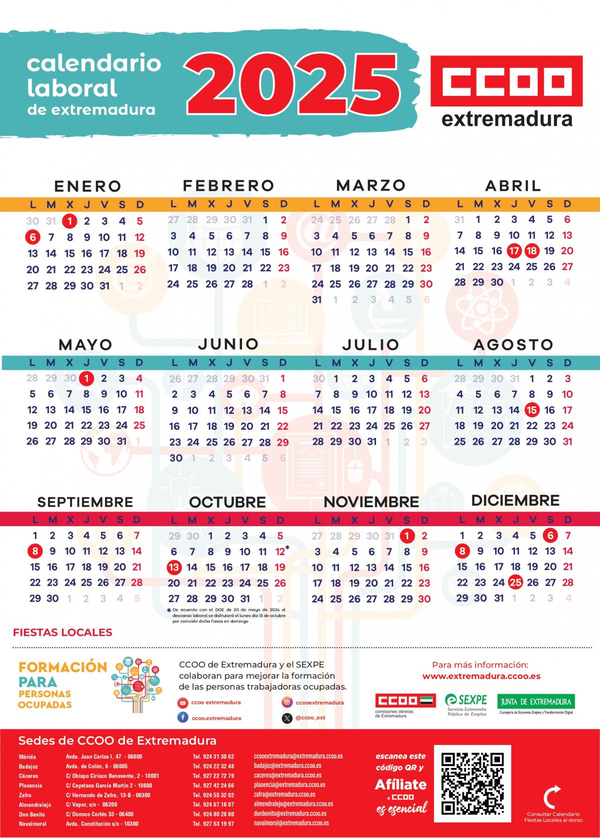 Calendario laboral de Extremadura 2025