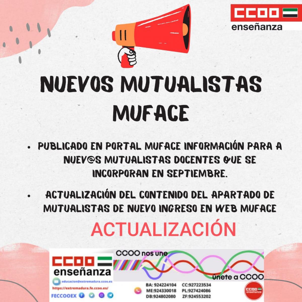 NUEVOS MUTUALISTAS MUFACE. ACTUALIZACION