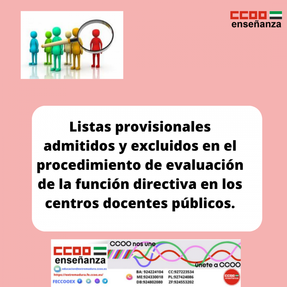 Listados provisionales función directiva