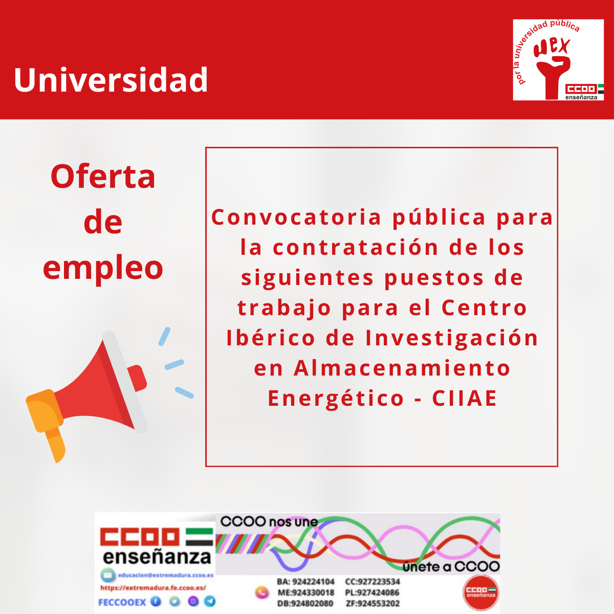 Convoactoria puestos trabajo para el CIIAE