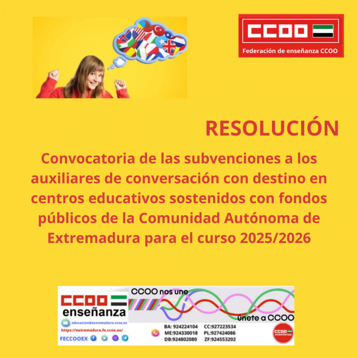 resolución convocatoria ayudas auxiliares conversación