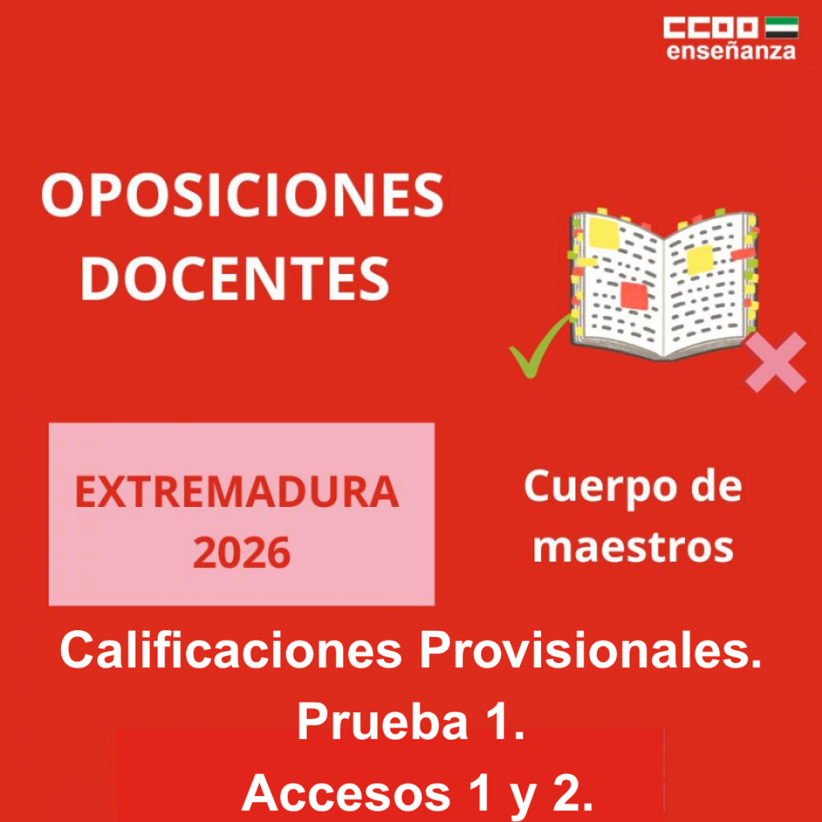 Calificaciones Provisionales Prueba 1. Accesos 1 y 2