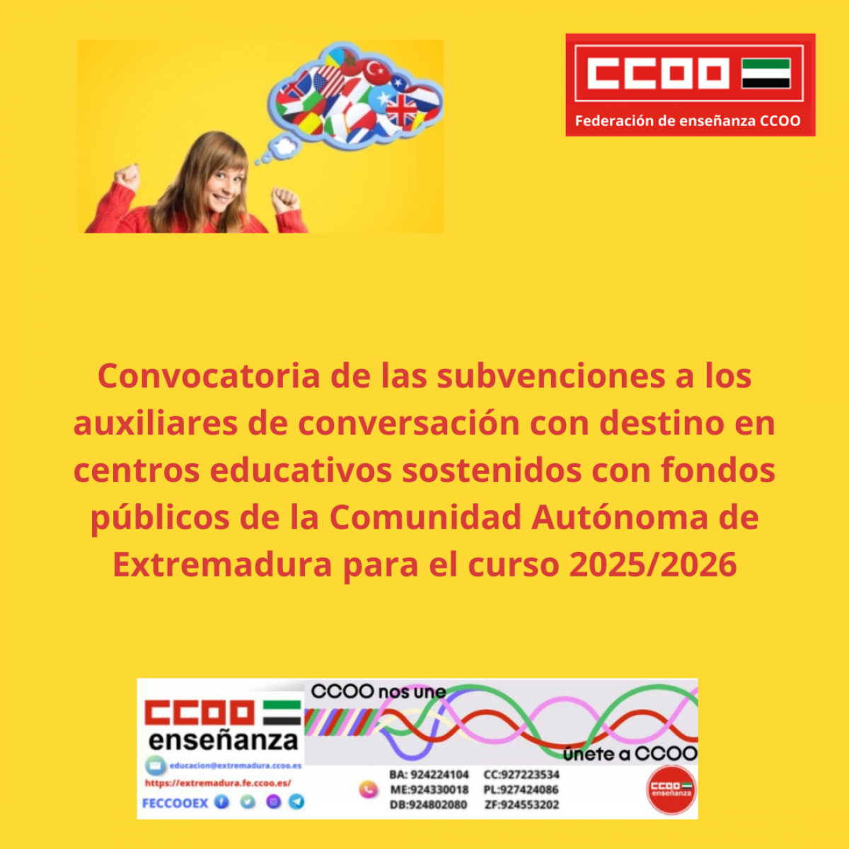 Convocatoria subvenciones auxiliares de conversación